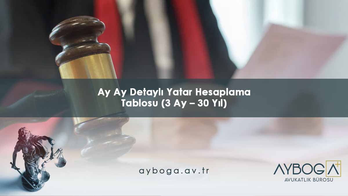 Ay Ay Detaylı Yatar Hesaplama Tablosu (3 Ay - 30 Yıl)